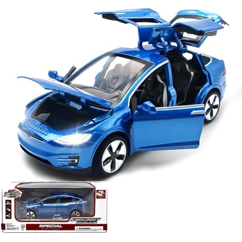 TOPRON Tesla Model X 1:32 Miniature Voiture, Modèle de Voiture Jouet de Alliage, avec Fonction de Rétractation, Lumières et Musique, Mini-Jouet de Véhicule comme...
