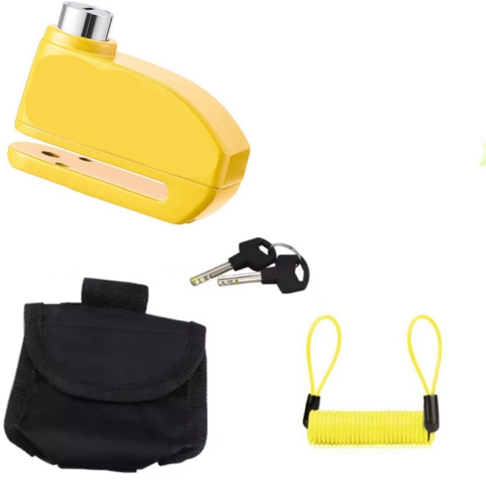 Lucchetto Impermeabile Allarme Moto Blocco Bici Scooter Sicurezza Antifurto Moto Freno a disco + E staffa + Corda promemoria Serratura Antiscass(Orange set)