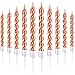 Produktbild Blulu 50 Stück Kuchen Kerzen in Halterungen Metallisch Kuchen Cupcake Kerzen Kurze Dünne Kuchen Kerzen für Geburtstag Hochzeit Party Kuchen Dekorationen (Rose Gold)