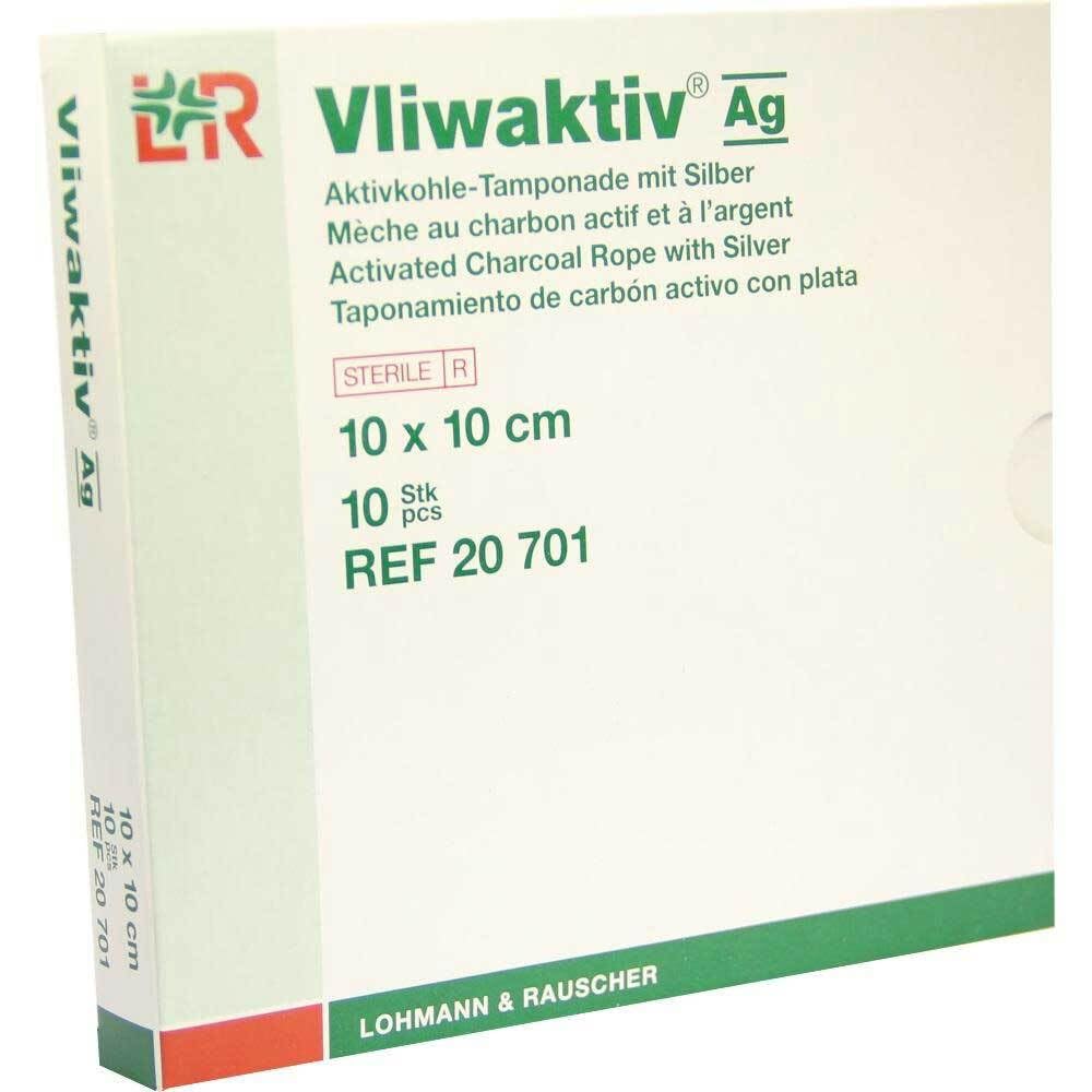 VLIWAKTIV AG Aktivkohle Tampon.m.Silber 10x10 cm 10 St