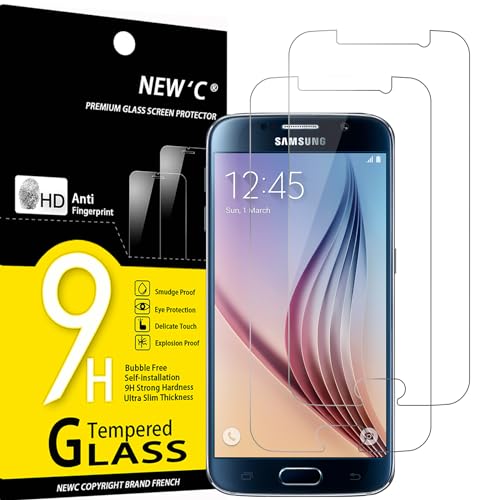 NEW'C Lot de 2, Verre Trempé pour Samsung Galaxy S6 Film Protection écran sans Bulles d'air Ultra Résistant (0,33mm HD Ultra Transparent) Dureté 9H Glass