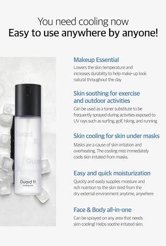 Charmzone Guard Fit Aloe Vera Sun Cooling Facial Spray Quick Hot Flash Relief Summer Instant Body Cooling Mist After Sun Care, Face Hydrating Travel Size Spray For Sensitive Skin K Beauty ,3.38 Fl Oz (Cooling) #TOP3