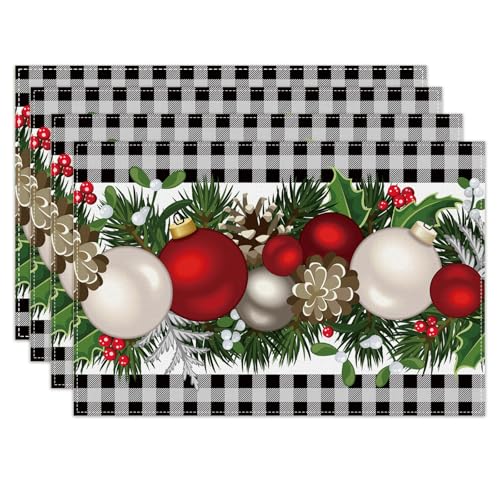 Jiudungs Christmas Placemats Set of 4, Xmas Decorations for Home Decor