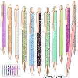 BESARME 12 Pcs Fancy Pens for Women, 1st Mothers Day Gifts Glitter Pens Glitter Gift for Girls Rhinestone Pen Black Ink Cute Pen Bougie Gifts for Wedding Office Supplies