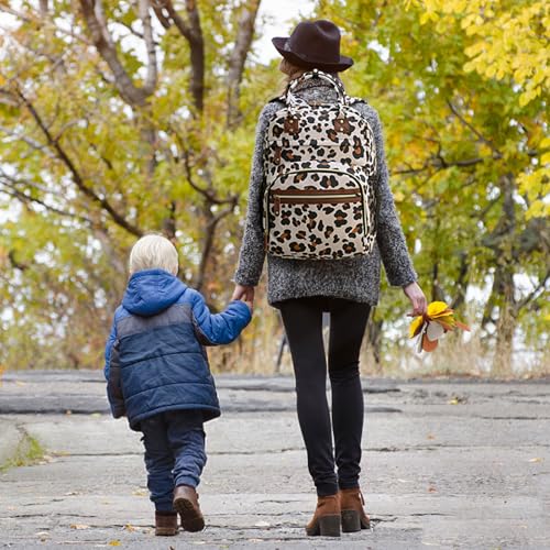 Image of Diaper Bag Backpack Tote for Women Large Capacity, Baby with Insulated Pockets Multifunctional Bags For Girl Boy Waterproof Boys Girls Mama Maternity Travel Leopard