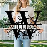Custom Metal Sign Outdoor, Personalized Last Family Name Signs for Home Decor, Initial Monogram Metal Wall Art, Customized Housewarming Wedding Christmas Gifts for Couple