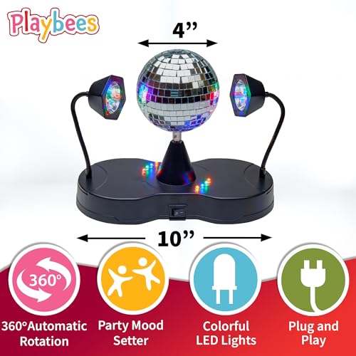 Playbees Rotating Disco Ball - LED Revolving Disco Ball with Movable Strobe Lights for Disco Party Decor, Mirror Lights Party, Mini Lava Lamp Alternative, 30 Second Dance Party by Playbees - Image 5