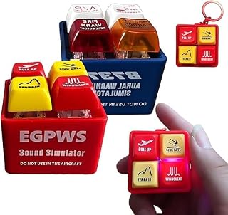 2PCS Cockpit Sounds Simulator Keychain - Real Cockpit Sounds Keychain with LED Safety Button, Pilot & Crew EGPWS Warning Sound Simulator for Aviation Fans