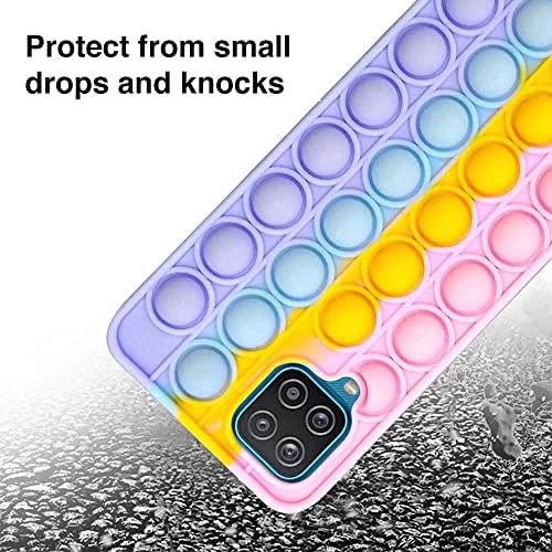 Samsung Galaxy A12/M12 Case,Push Bubble Stress Cover,Rainbow Pop Case Fidget Multicolour Soft Silicone Cover,Gel Silicone Skin Bumper Shockproof Cover for Samsung Galaxy A12/M12