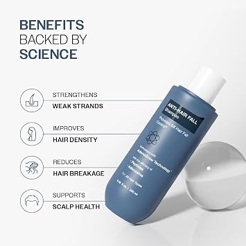 Anti-Hair Fall Shampoo | Provides 5x Hair Fall Control | pH 4.6 | Adenosine & Peptides | Strengthens Weak Roots & Reduces Breakage | Sulphate & Paraben Free | Unisex | 250ml