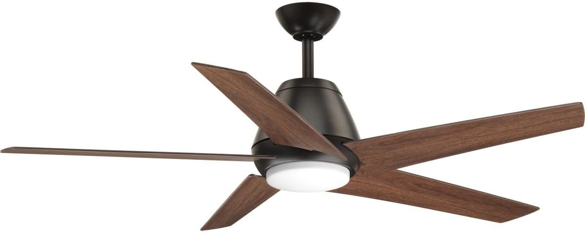 Progress Lighting P2582-2030K Protruding Mount, 5 Graphite Blades Ceiling fan with 18 watts light, Antique Bronze
