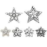 WEBEEDY 6 Styles Handmade Crystal Rhinestone Star Applique Patches Vintage Star Patches Crystal Applique Sew On Beaded Badge Pearl Patch for Bag Hat Shirt Clothing DIY Project Christmas Unique Gift