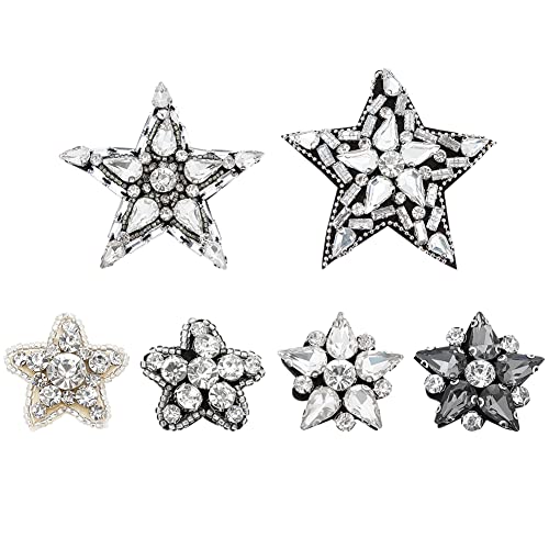 Webeedy 6 Styles Handmade Crystal Rhinestone Star Applique Patches Vintage Star Patches Crystal Applique Sew On Beaded Badge Fashion Pearl Patch For For Bags Hats Shirts Clothing Diy Projects #TOP10