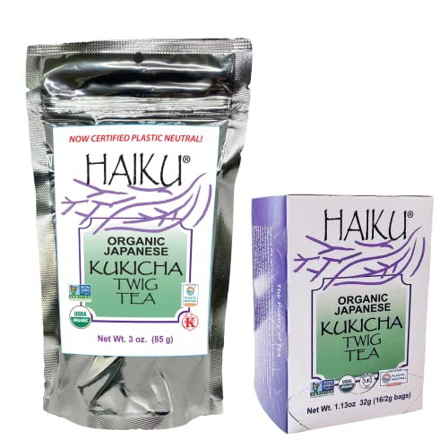 Haiku Japanese Organic Kukicha Twig Tea, Kosher, Non-Gmo, Grown In Japan, Loose Leaf And Tea Bag Pack #TOP26