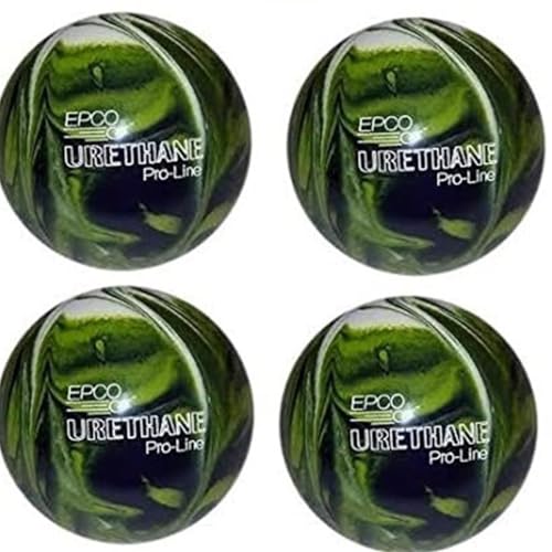 Bowlerstore Products EPCO Candlepin Bowling Balls - Urethane - Lime Green, White & Navy (4 1/2 inch- 2lbs. 6oz.) 4 Balls