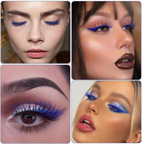 Blue Mascara Telescopic Mascara Waterproof, 4d Silk Fiber Coloured Lash Mascara Blue, Electric Blue Mascara for Eyes - Long-Lasting No Smudge and Clump Telescopic Mascara for Party Stage Use - Image 8