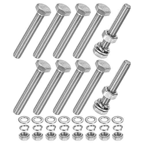 M METERXITY 10-Pack Hex Head Screw Bolt with Nuts Flat &amp; Lock Washers M6x40mm Stainless Steel Bolts and Nuts Kit Fully Threaded Metric Bolt Assortment for Equipment/Machinery