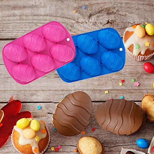 Medoore 4 Pack Easter Egg Shape Silicone Treat Mold, Easter Silicone Mold For Chocolate, Candy, Baking Muffin, Cupcake, Jello, Soap, Bath Bomb, Ice Cube #TOP2