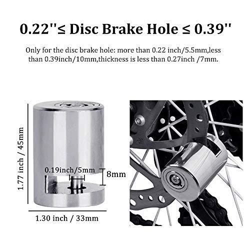 BUENNUS Portable Motorcycle Disc Lock,Anti Theft Disk Brake Lock with Reminder Cable for Motorcycle Bicycle Wheel Compatible for Harley Triumph Tiger Ducati Honda Yamaha BMW Suzuki