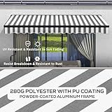 Outsunny 3.5 x 2.5m Electric Awning with Remote Controller, Aluminium Frame Retractable Awning, Half Cassette Sun Canopies for Patio Deck Door Window, Grey and White - Image 5