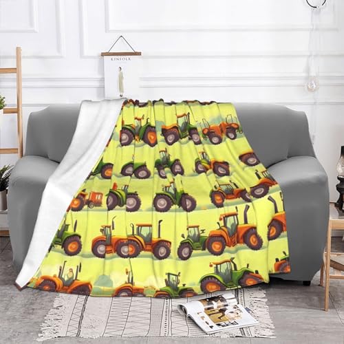 Couverture polaire en flanelle de machine agricole verte pour lit - 3