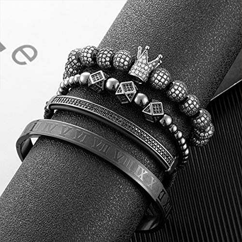 MAGIC FISH Imperial Crown King Mens Bracelet Pave CZ ，Stainless Steel Bracelets for Men Luxury Charm Fashion Cuff Bangle Crown Birthday Jewelry4