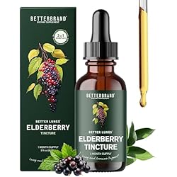 Betterbrand BetterLungs Elderberry Tincture, Natural Immune Support Supplement - Sugar-Free, Non-GMO, Alcohol Free, Vegetarian - 30 Day Supply