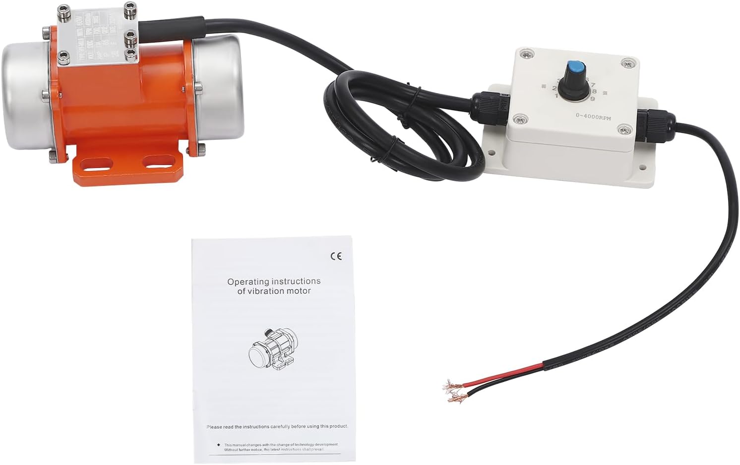 Electric Vibration Motor with Speed Controller 60W DC12V Brushless High-speed Motor Small Concrete Vibrator 4000rpm (60W DC12V)