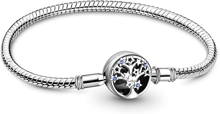 GNOCE Tree of Life Basic Snake Chain Bracelet 925 Sterling Silver Love Mom Charms Bracelet Jewelry Gift for Women Wife