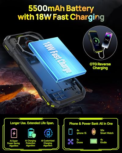 Ulefone Armor X32 Rugged Phone Unlocked, 12GB + 128GB MTK Helio G91, 48MP/20MP Night Vision, 5500mAh, 5.65" Corning Gorilla Screen, IP68/69K Waterproof, Dual 4G, Glare Flashlight, Widevine L1, Orange