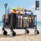 Devoko Chariot de Plage Pliable 200L 150KG, Chariot de Plage Tout Terrain...