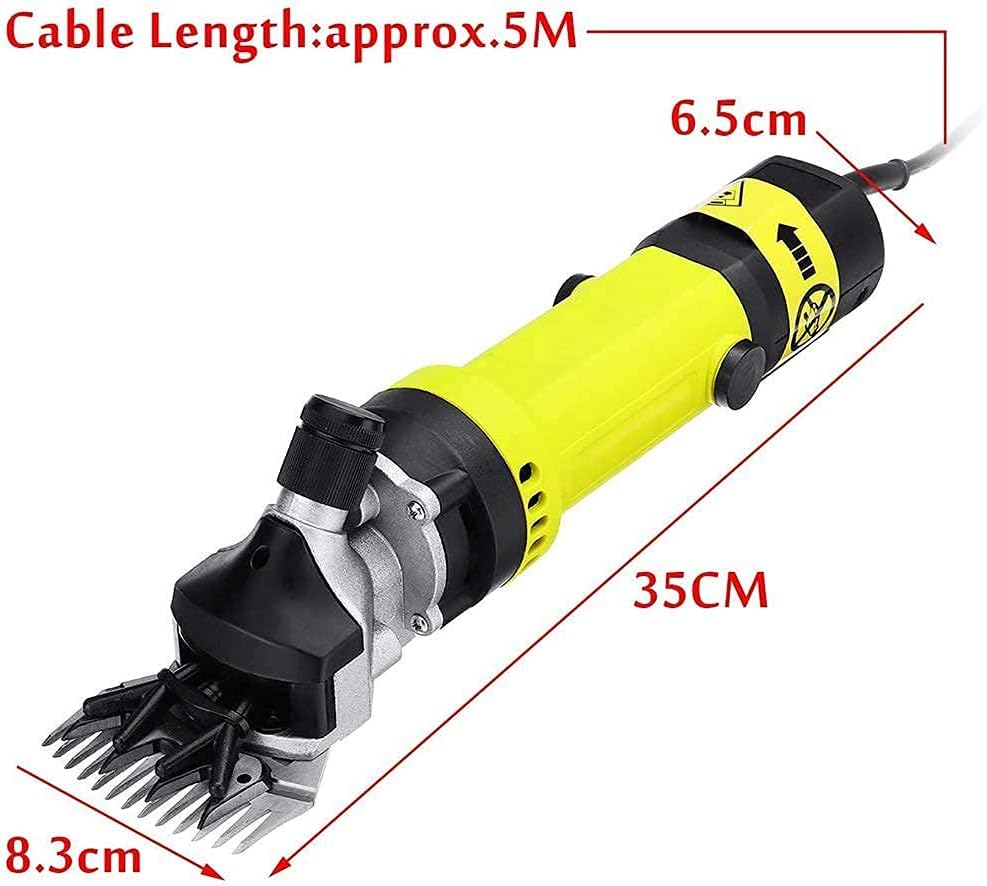 Sheep Shearer 350W Electric Shearing Machine Pet Grooming Clippers Electric Wool Shears Horse Hair Scissors Farm Animal Haircut Shave Trimmer 13 Straight Tooth Blade 6 Mode Adjusta