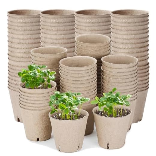 Doter 100pcs Peat Pots for Seedlings, 3.15 Inch Biodegradable Small Nursery Pots for Plants