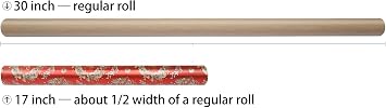 LDGOOAEL Mini Christmas Wrapping Paper Rolls (17x120) - Easy-Tear Cut Lines on Back, Red & Gold & Green robin/Cardinal/holly/pinecones with Metallic Shine for Small/Medium Gifts