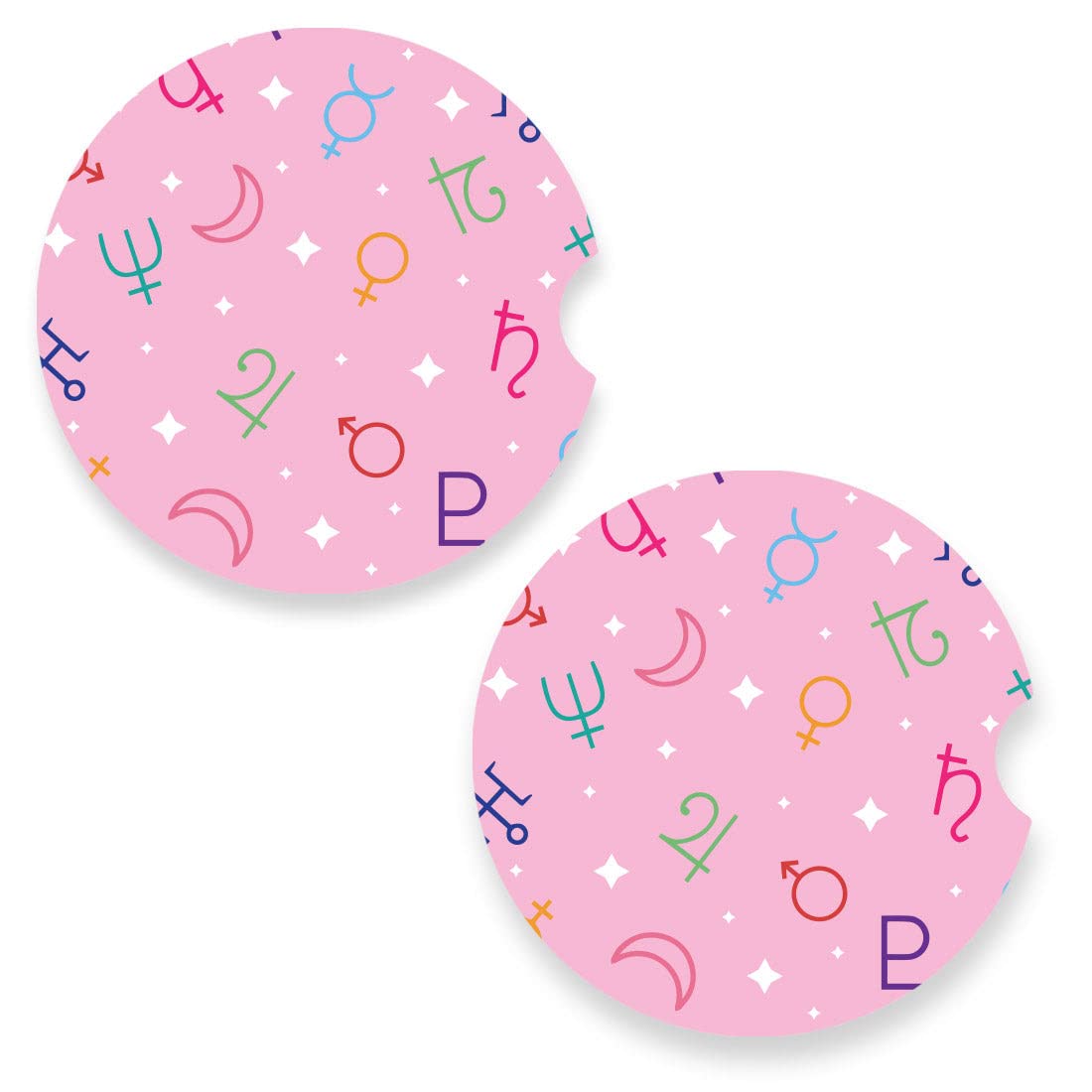 Sailor Symbols Anime Car Coaster for Cup Holders 2.56" Ceramic Stone Drink Coaster, Set of 2 Pack