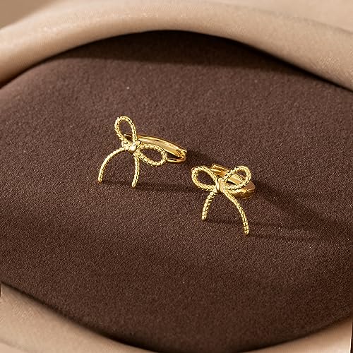 Reffeer Solid 925 Sterling Silver Bow Hoop Earrings Ribbon for Women Teen Girls Bowknot Hoop Earrings Huggie Cartilage Helix Earrings4