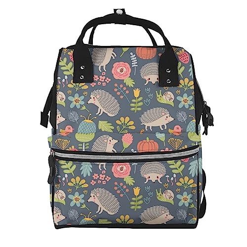 Sac à dos portable fleurs et hérisson pour le bureau et les sorties