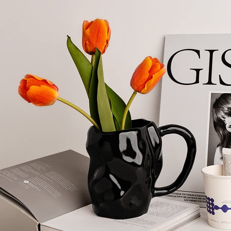 Amazon.co.jp: フラワーベース マグカップ型 いびつな形 凹凸デザイン