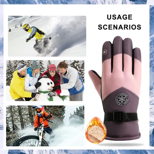 BSITSSS 2 Piezas Guantes Termicos Mujer, Guantes Nieve Mujer Impermeables, Guant Esqui Frio Viento Táctil Gloves para Esquiar Snowboard Patinaje sobre Bicicleta - imagen 6