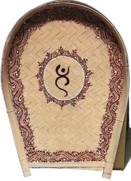 Wedding Vibes Essentials Bengali Kulo Art Wall Hanging Handcrafted Pavitra | Natural Bamboo Kulo, Folk Art Design, Hand-Painted Finish, Pooja Room Decor, Festive Decoration-image-49