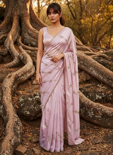 Image of Glory Sarees Women's Georgette Silk Heavy Beads & Sequin Embroidery Work Saree With Blouse Piece (Beads Work103 Parent)