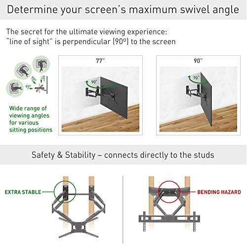 Support mural pour TV Barkan orientable avec son bras articulé extra long de 104 cm