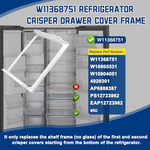image for Garsoo W11368751, W10905531 Refrigerator Shelf Frame(no glass) Compati