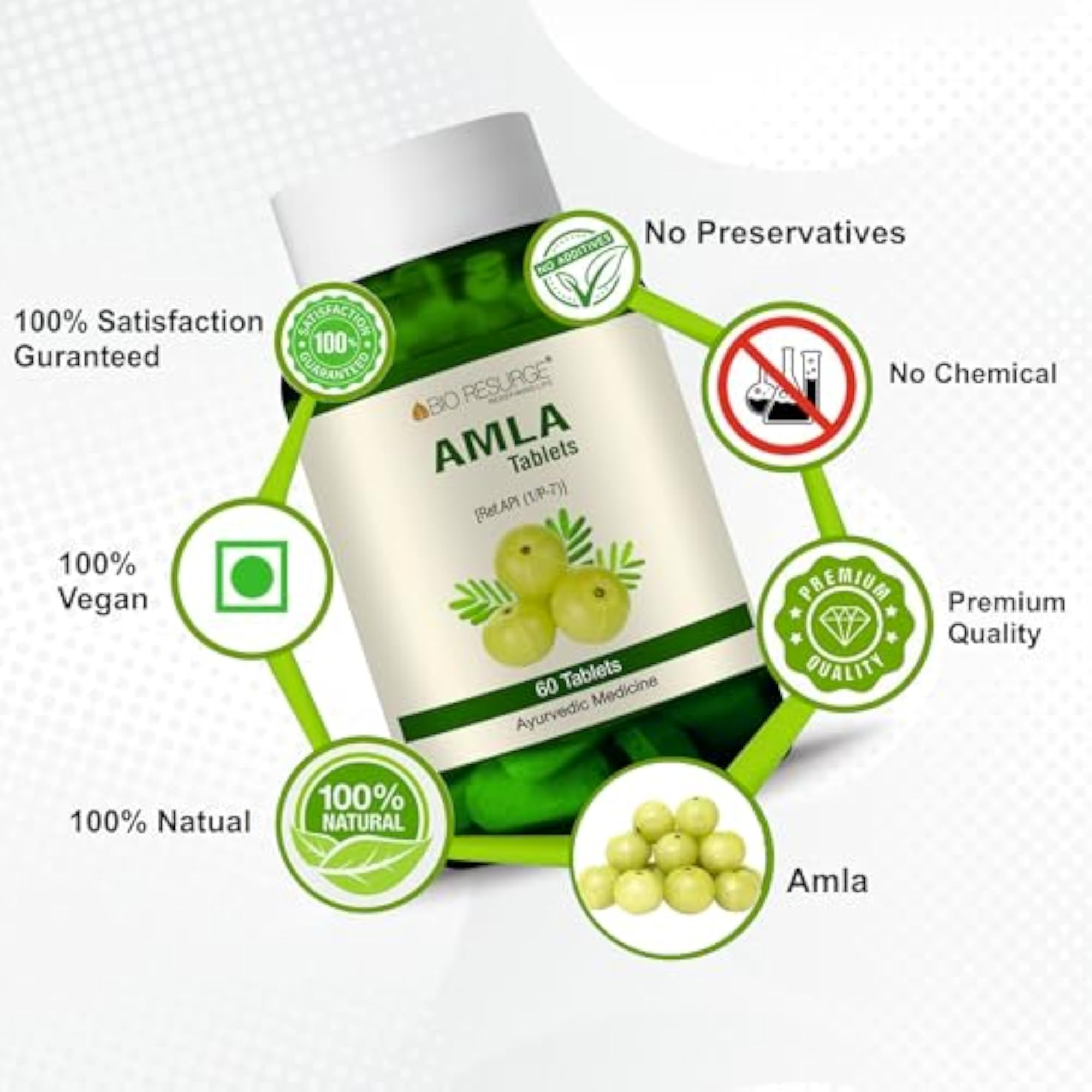 Bio Resurge Amla Tablets, Ayurvedic Medicine, 60 Pack