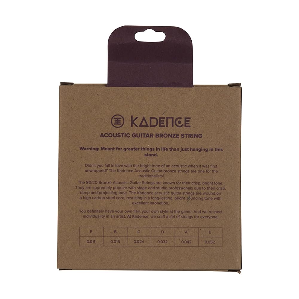 Kadence PHB11 Jamming Series Phosphor Bronze Acoustic Guitar Strings | 0.011–0.052 Gauge, 6-String Set | For Acoustic & Semi-Acoustic Guitars | Brown 2