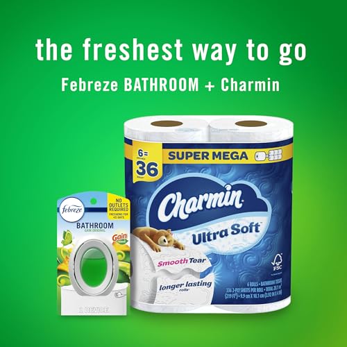 Febreze Bathroom Air Freshener, Odor-Fighting, Plug-in Alternative, Air Fresheners for Small Spaces in Home, Bathroom, Kitchen, & Closet, Pet & Litter Box Odor Fighter, Gain Original Scent, 4ct - image 8