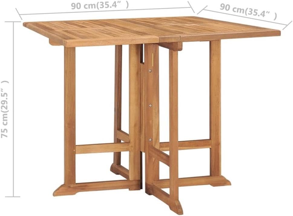 BOWERY HILL 5-Piece Outdoor Dining Set, Solid Teak Wood, Natural Finish, Folding Table and 4 Chairs, Weather-Resistant, Space-Saving Design, Patio or Balcony Furniture for Outdoor Dining