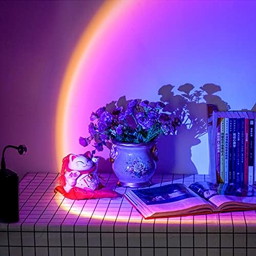 Sunset Lamp Projection, USB Small and Convenient Sun Projector lamp 360 Degree Rotation for Photography/Party/Home Decor/Bedroom Living Room Bring Modern Sunset Red Lamp (Rainbow)