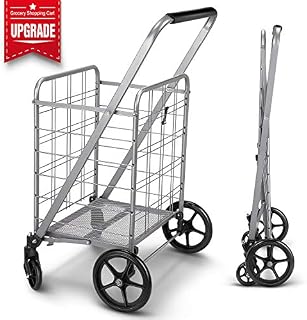 Newly Released Grocery Utility Flat Folding Shopping Cart with 360° Rolling Swivel Wheels Heavy
