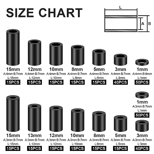 image for wegoup 345 Pcs Black Nylon Electrical Outlet Spacers Kit - Non-Threade